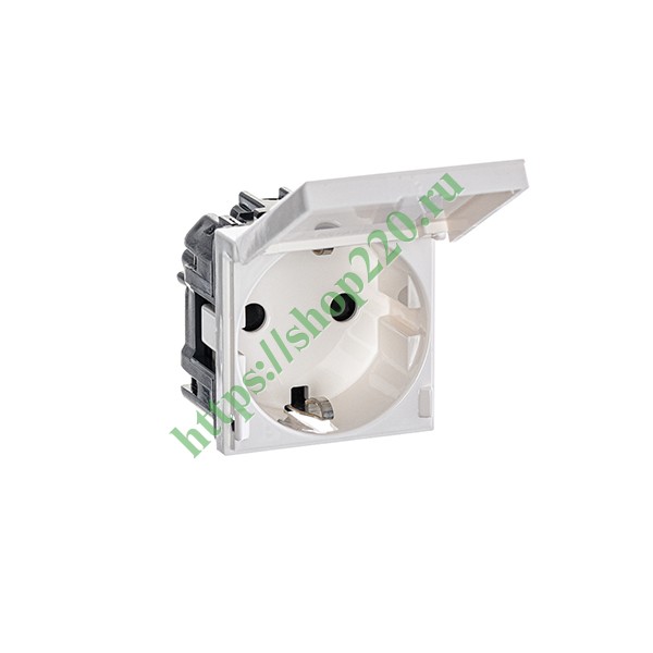 2CLA228810N1101 Розетка 220В с/з, с крышкой со шторками, 16А / 250В ABB Zenit, альпийский белый (N2288.1 BL) фото 5