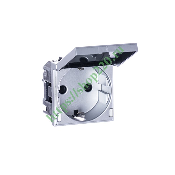 2CLA228810N1301 Розетка 220В с/з, с крышкой со шторками, 16А / 250В ABB Zenit, серебристый (N2288.1 PL) фото 4