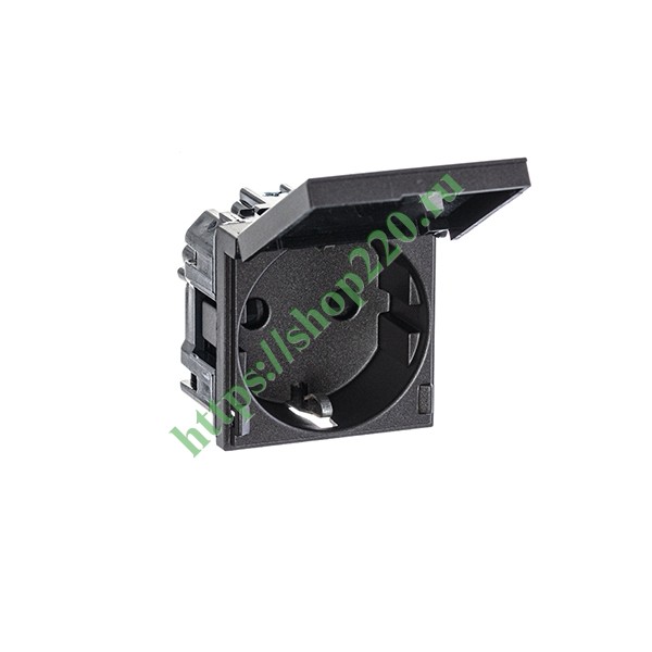 2CLA228810N1801 Розетка 220В с/з с крышкой со шторками, 16А / 250В ABB Zenit, антрацит (N2288.1 AN) фото 4