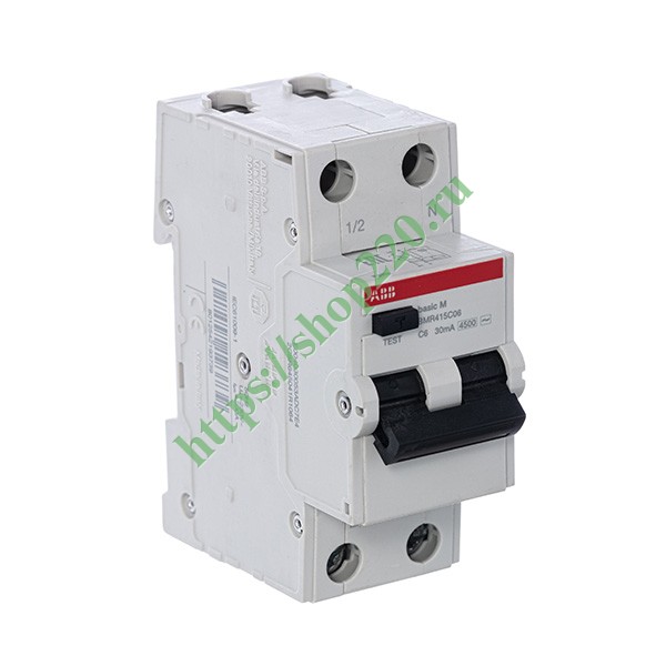 2CSR645041R1064 Дифференциальный автомат ABB Basic M C6А 30mA АС однофазный электромеханический 4,5кА BMR415C06 (дифавтомат, АВДТ) фото 3