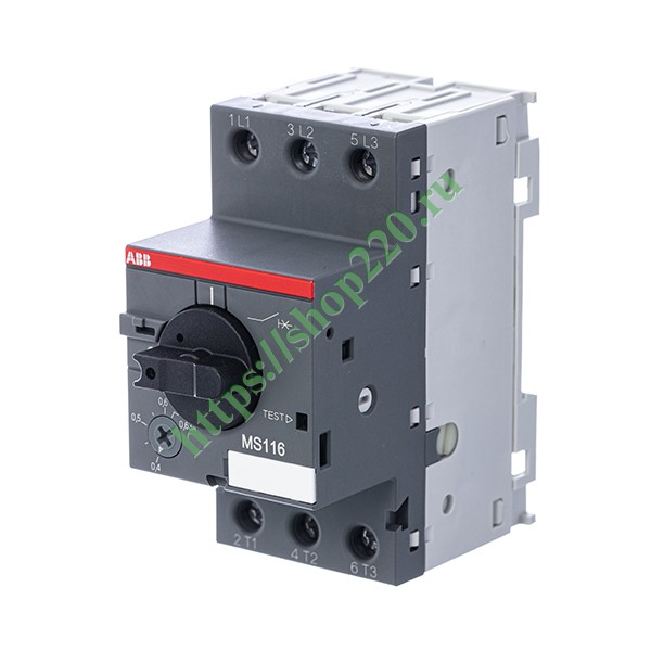 Автомат ABB MS116-0.63 50 кА с регулируемой тепловой защитой 0.4A - 0.63А