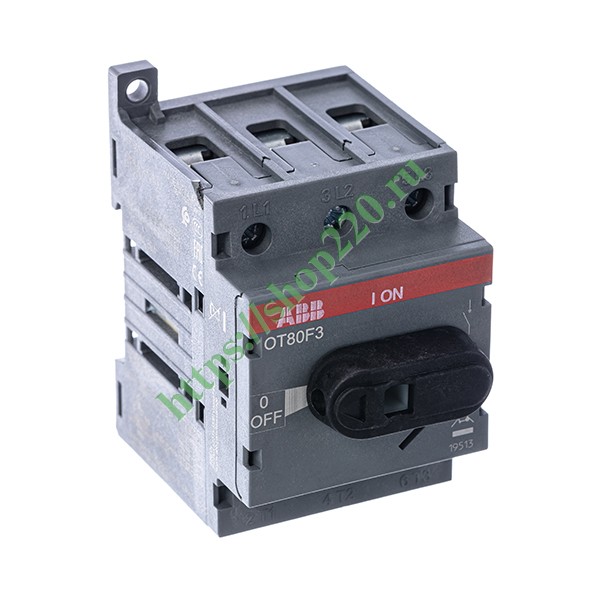 Рубильник OT80F3 до 80А 3х полюсный для установки на DIN-рейку или плату (с резервной ручкой) (выключатель нагрузки)