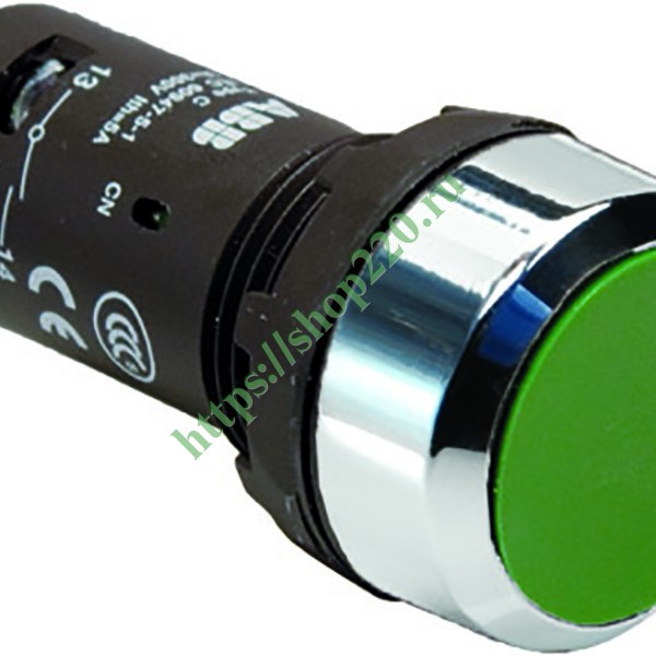 Кнопка ABB CP1-30G-11 зеленая без фиксации 1НО+1НЗ