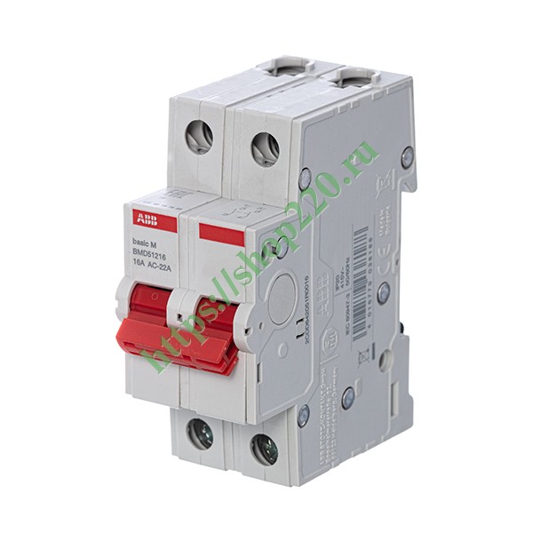 Выключатель нагрузки ABB 2P 16A однофазный BMD51216 Basic M (рубильник)