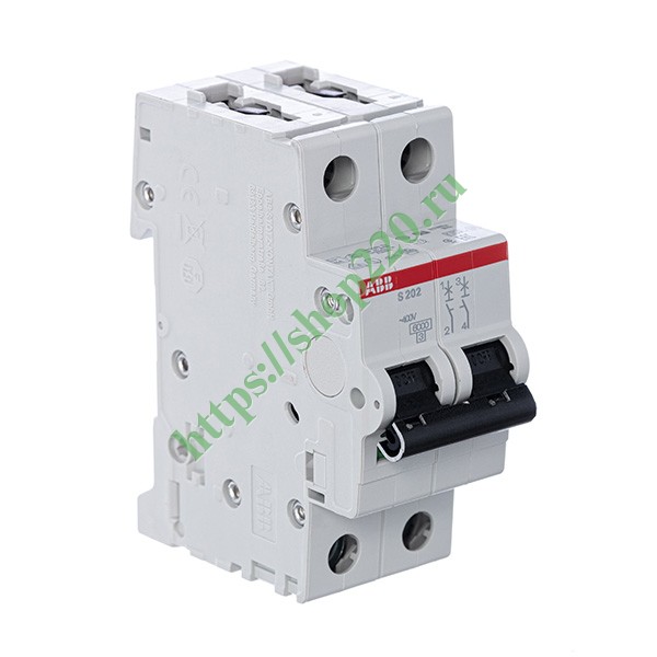 Автоматический выключатель 2-полюсный ABB S202 B6 (автомат электрический)