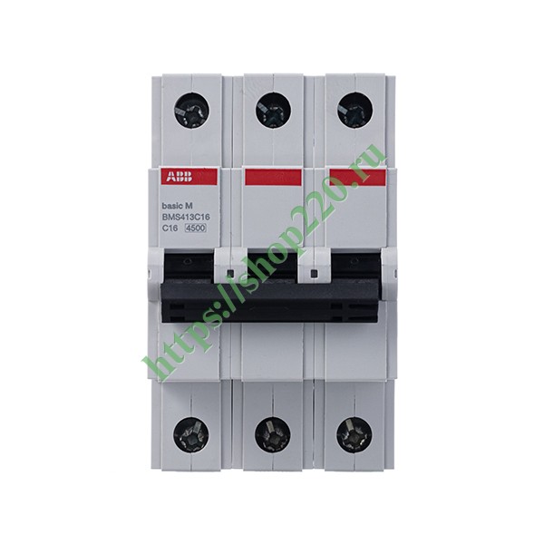 Автоматический выключатель ABB Basic M 3P 16A C 4,5кА, BMS413C16 (автомат электрический)