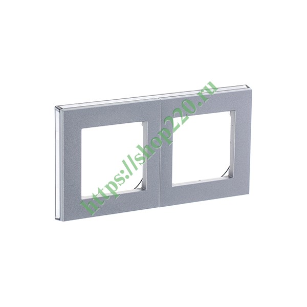 Рамка ABB Levit 2 поста серебро / дымчатый черный