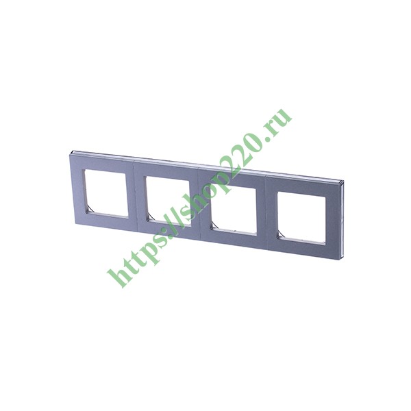 Рамка ABB Levit 4 поста серебро / дымчатый черный