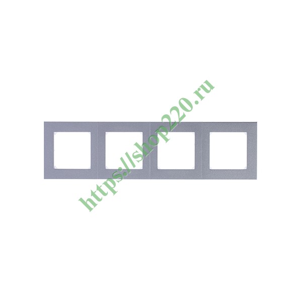 Рамка ABB Levit 4 поста серебро / дымчатый черный