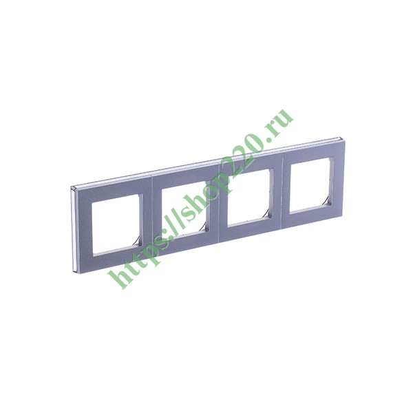 Рамка ABB Levit 4 поста серебро / дымчатый черный