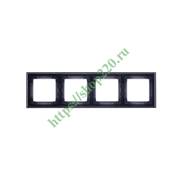 Рамка ABB Levit 4 поста серебро / дымчатый черный