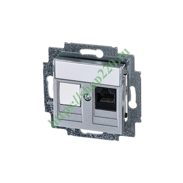 Розетка информационная ABB Levit RJ45 категория 5e и заглушка серебро (5014H-A51017 70W)