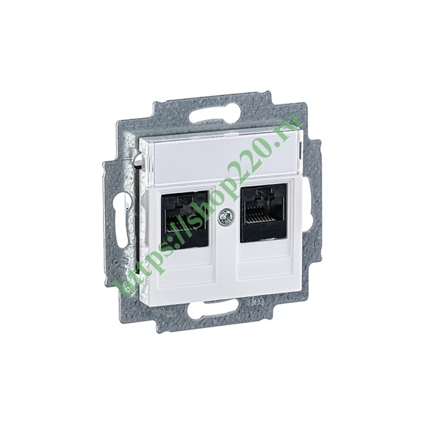 Розетка информационная ABB Levit двойная 2хRJ45 категория 5e белый (5014H-A51018 03W)