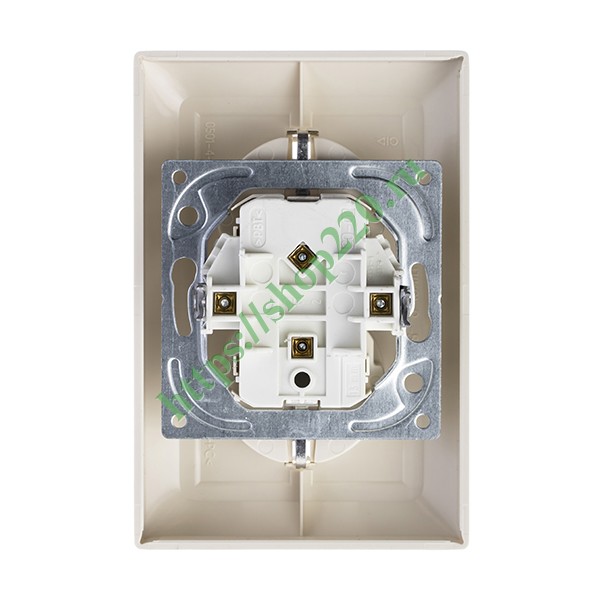 Розетка двойная с заземлением с защитными шторками ABB Basic 55 слоновая кость (20-02 EUJKS-92) (бежевый)