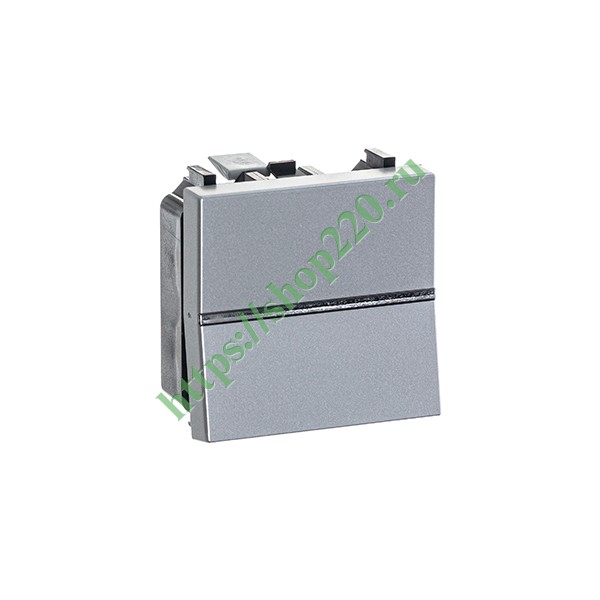 Одноклавишный выключатель 2 модуля ABB Zenit, серебристый (N2201 PL)