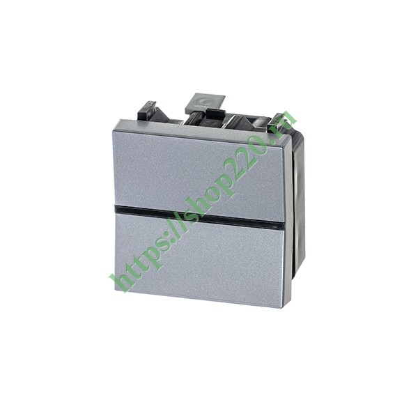 Одноклавишный переключатель 2 модуля ABB Zenit, серебристый (N2202 PL)