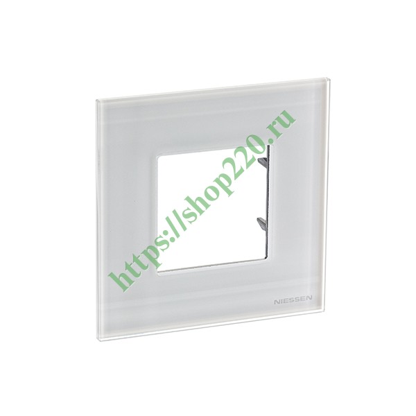 Рамка 1-постовая, 2-модульная, серия Zenit, стекло белое (N2271 CB)