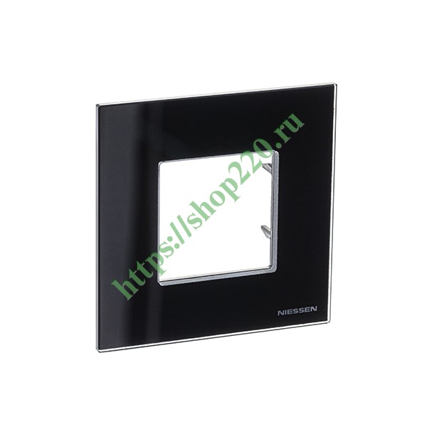Рамка 1-постовая, 2-модульная, серия Zenit, стекло чёрное (N2271 CN)