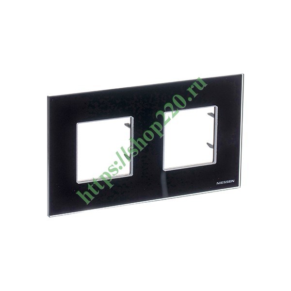 Рамка 2-постовая, серия Zenit, стекло чёрное (N2272 CN)
