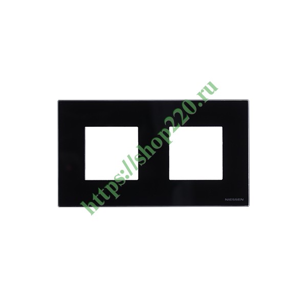 Рамка 2-постовая, серия Zenit, стекло чёрное (N2272 CN)