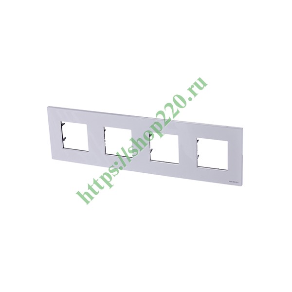 Рамка 4-постовая, серия Zenit, серебристый (N2274 PL)