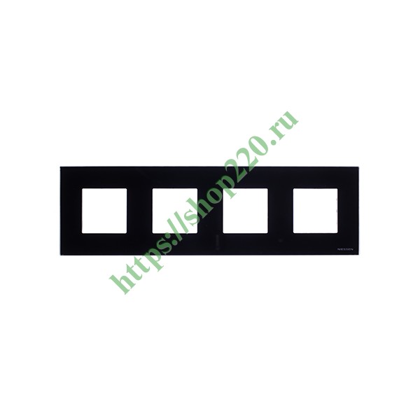Рамка 4-постовая, серия Zenit, стекло чёрное (N2274 CN)