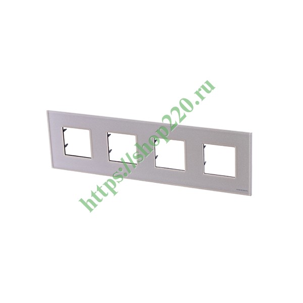 Рамка 4-постовая, серия Zenit, стекло Жемчужное (N2274 CP)