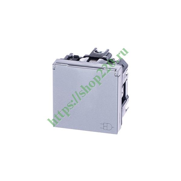 Розетка 220В с/з, с крышкой со шторками, 16А / 250В ABB Zenit, серебристый (N2288.1 PL)