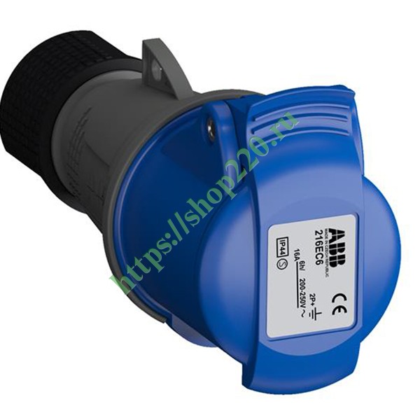Розетка кабельная ABB Easy&Safe 216EC6 16А 2P+E IP44 6ч
