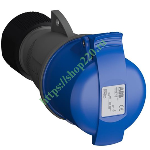 Розетка кабельная ABB Easy&Safe 232EC6 32А 2P+E IP44 6ч
