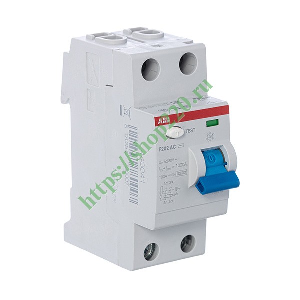 УЗО ABB F202 AC-80/0,3 2-х полюсное тип AC 80A 300mA 2 модуля (ВДТ)