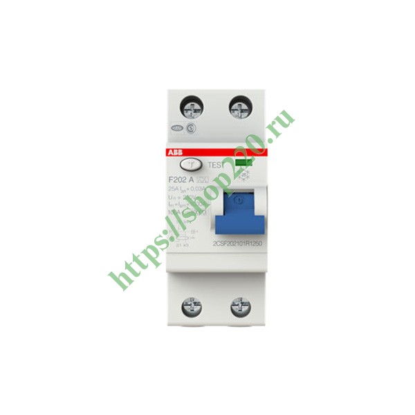 УЗО ABB F202 A-25/0,03 2-х полюсное тип A 25A 30mA 2 модуля (ВДТ)