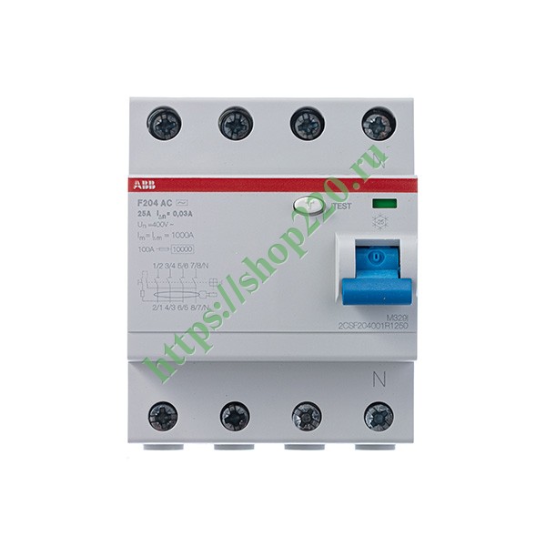 УЗО ABB F204 AC-25/0,03 4-х полюсное тип AC 25A 30mA 4 модуля (ВДТ)