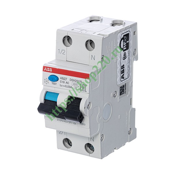 Дифференциальный автомат ABB DSH201R C16А 30mA тип АС однофазный 4,5кА (2CSR255070R1164) (дифавтомат, АВДТ)