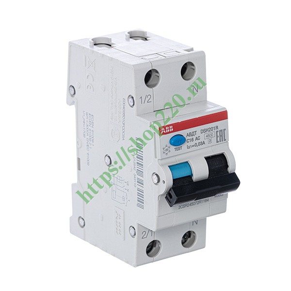 Дифференциальный автомат ABB DSH201R C16А 30mA тип АС однофазный 4,5кА (2CSR255070R1164) (дифавтомат, АВДТ)