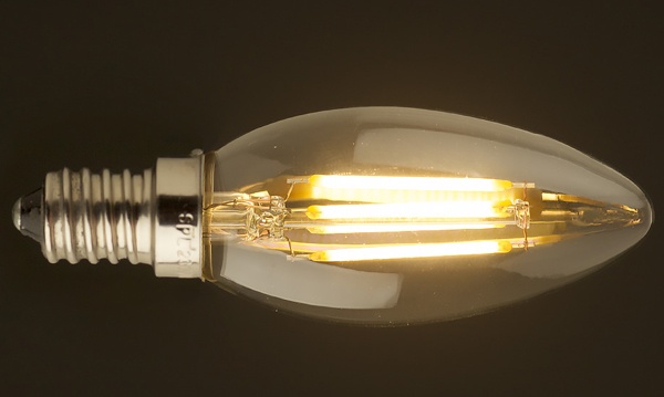 Лампы филаментные светодиодные LED свеча с цоколем Е14, E27