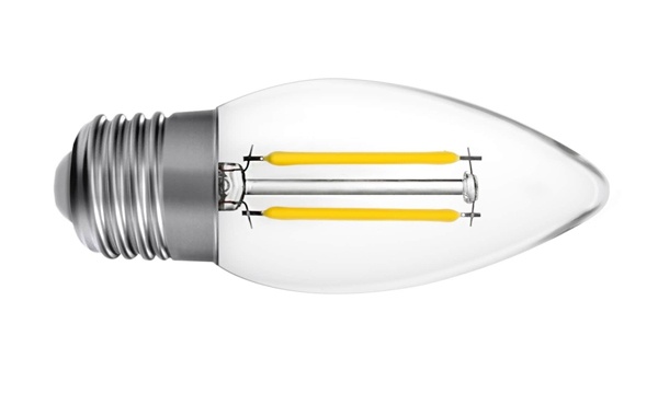 Лампы диммируемые филаментные светодиодные LED DIM свеча с цоколем Е14, E27