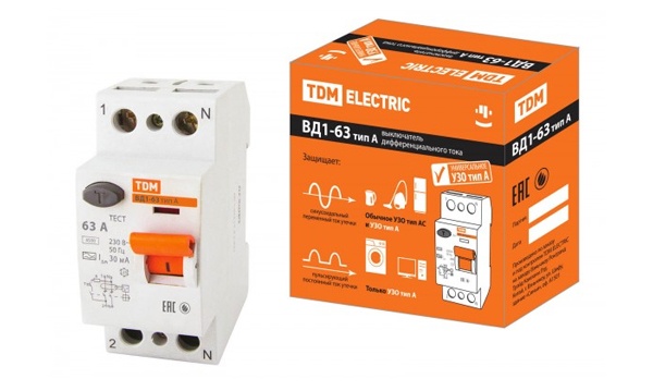 Выключатели дифференциальные (УЗО) серии ВД1-63 тип А
