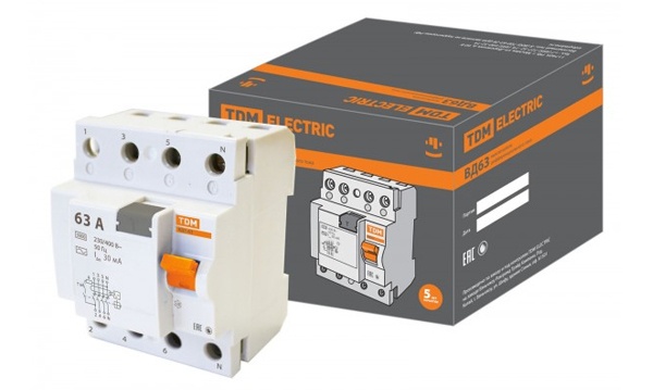Выключатели дифференциальные (УЗО) ВД63 тип АС (электронные) TDM Electric