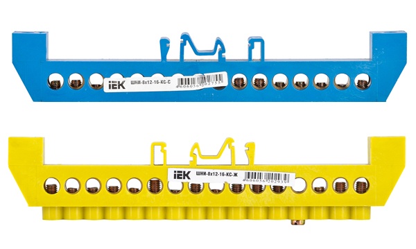 Шины фаза, ноль, земля изолированные крепление на винты и DIN-рейку до 125A