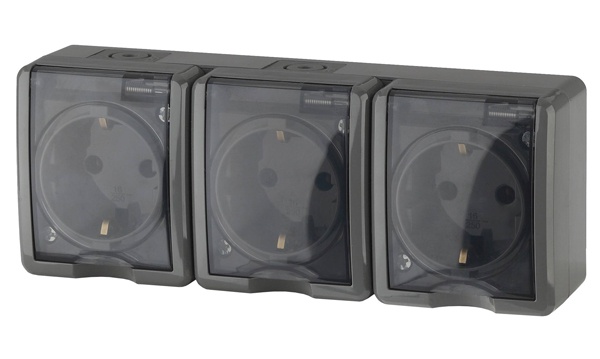 Розетки и выключатели Эксперт Эра IP54 серый