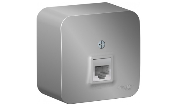 Розетки и выключатели Blanca Systeme Electric алюминий открытой установки (с пластиковой пластиной)