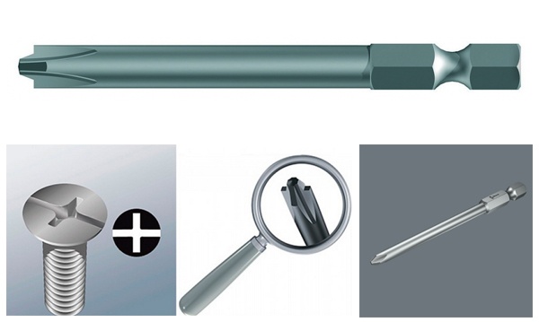 Биты крест/шлиц PlusMinus удлиненные для шуроповерта и отверток