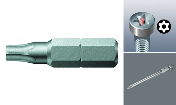 Биты звездочка TORX с отверстием короткие для шуроповерта и отверток