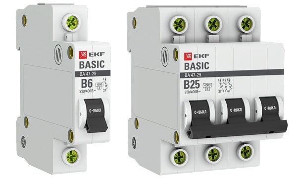 Автоматические выключатели ВА47-29 с характеристикой B (до 25A) 4,5kA Basic EKF