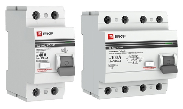 УЗО двух- и четырехполюсные ВД-100 селективное тип АС PROxima EKF