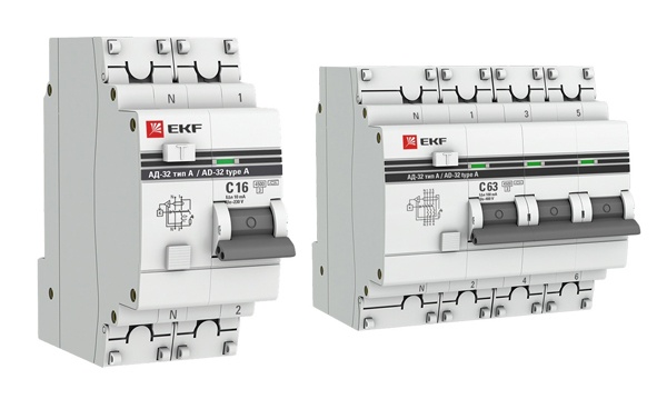 Дифференциальные автоматы двух и четырехполюсные АВДТ АД-32 тип А PROxima EKF