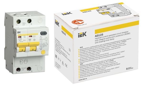 Дифференциальные автоматы селективные АД12S 2P/4P тип АC IEK