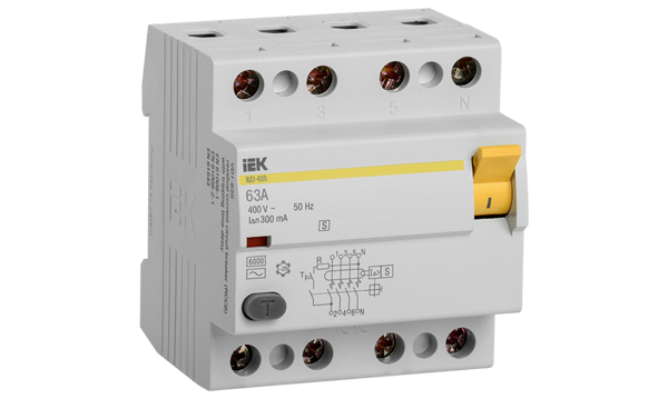 УЗО четырехполюсные ВД1-63S тип AC селективные IEK