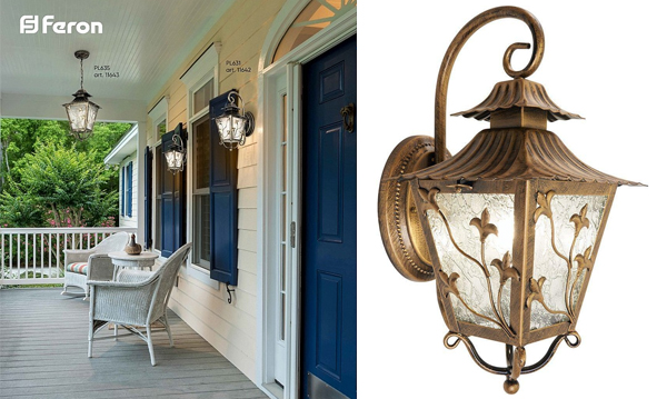 Садово-парковые светильники Палермо черное золото четырехгранные